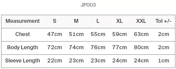 Maattabel Stretch Tipped Polo JP003