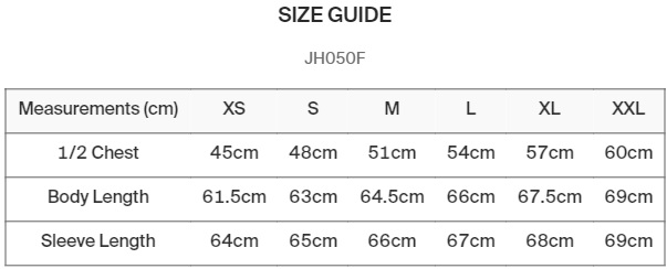 AWDis Womans Collge Zoodie JH050F maattabel